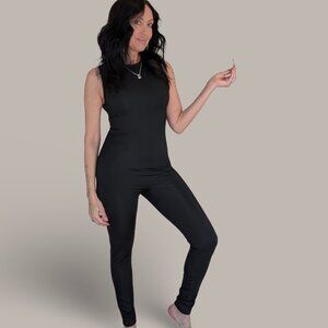 Black Sleeveless Bodycon Jumpsuit - Medium